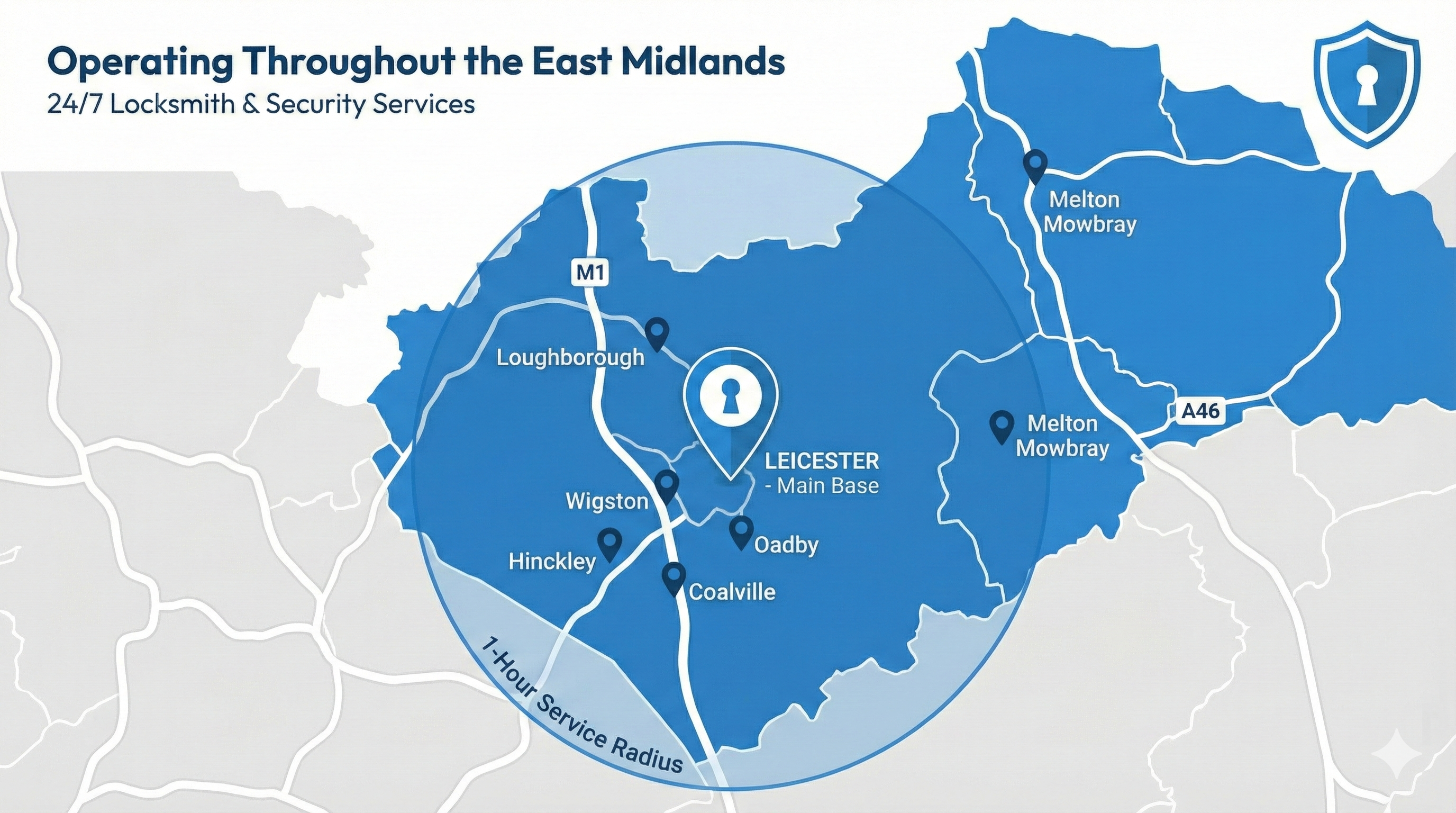 Leicester Locksmith Service Area Map